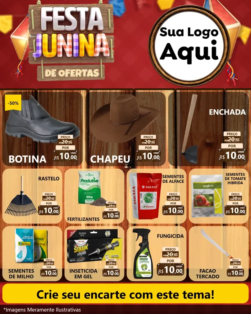 Modelo de Rede Social para Feed Instagram com o tema Festa Junina de Ofertas para Agropecuária