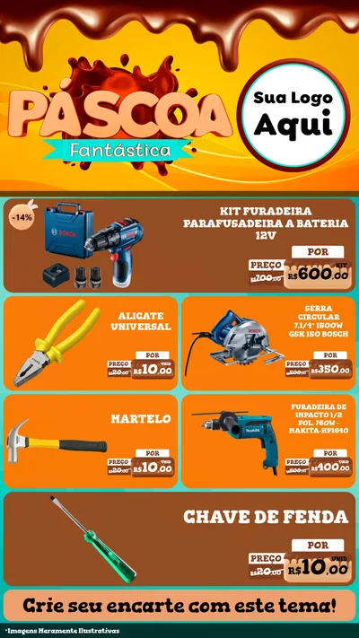 Modelo de TV para TV Vertical com o tema Páscoa Fantástica para Maquinas e Ferramentas