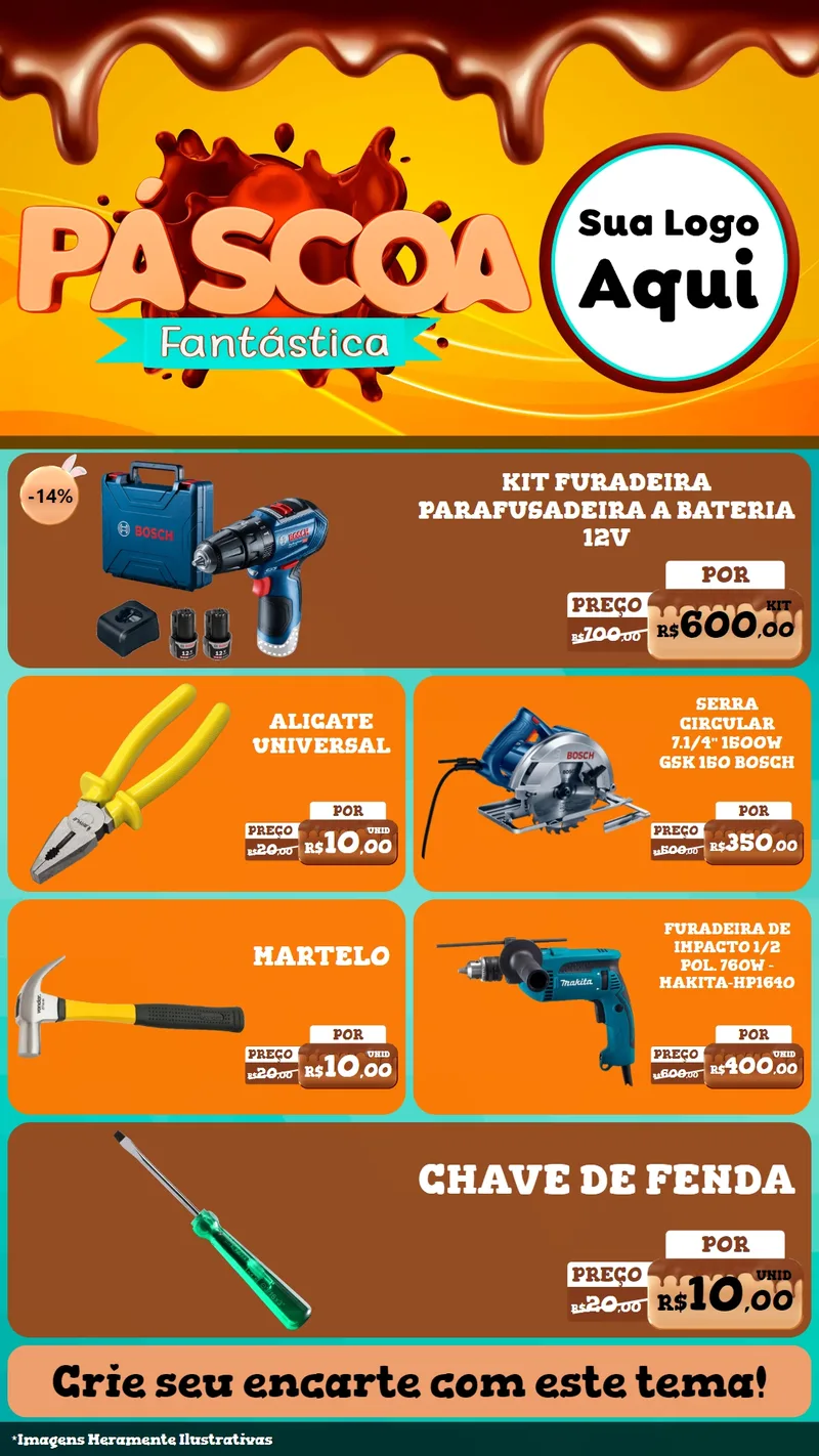 Modelo de TV para TV Vertical com o tema Páscoa Fantástica para Maquinas e Ferramentas