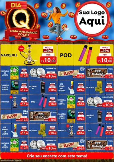Modelo de Encarte para Encarte A4 Vertical com o tema Dia Q - O Dia Mais Barato Do Mês para Tabacaria