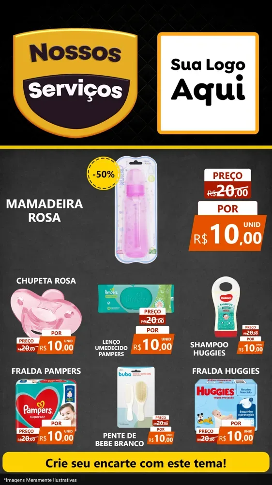 Modelo de Rede Social para Stories com o tema Nossos Serviços para Bebês