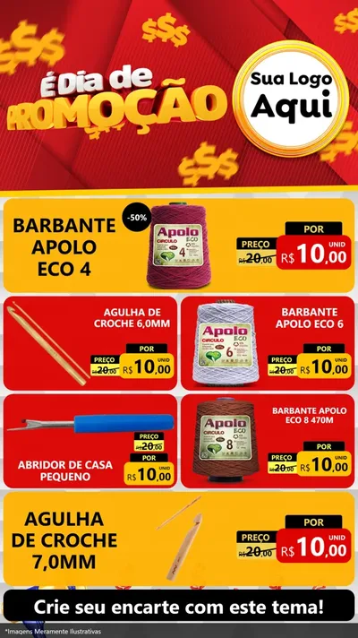 Modelo de TV para TV Vertical com o tema É Dia De Promoção para Armarinho e Aviamentos