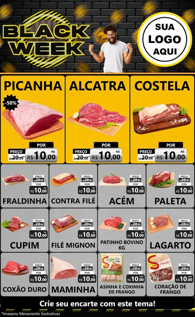 Modelo de Encarte para Encarte Grande com o tema Black Week para Açougue