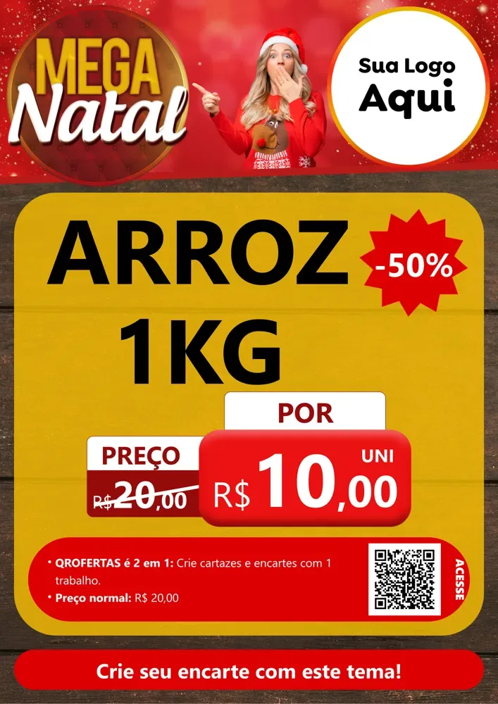 Modelo de Cartaz para Cartaz A4 Vertical com o tema Mega Natal para Supermercado
