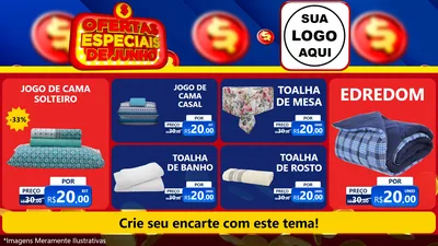 Modelo de TV para TV Horizontal com o tema Ofertas Especiais de Junho para Cama, Mesa e Banho