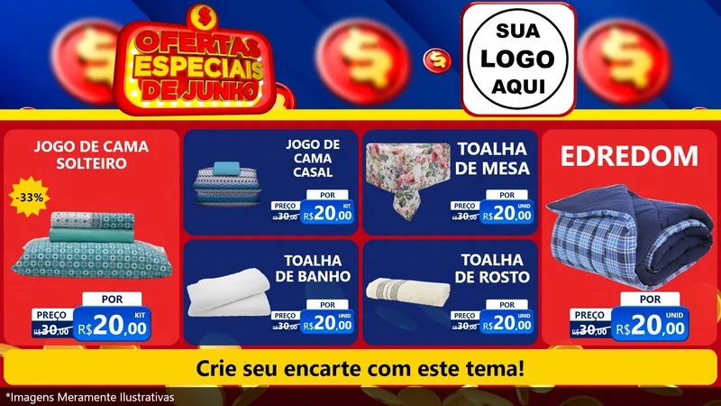 Modelo de TV para TV Horizontal com o tema Ofertas Especiais de Junho para Cama, Mesa e Banho
