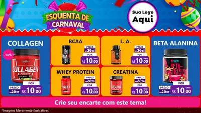 Modelo de TV para TV Horizontal com o tema Esquenta de Carnaval para Suplementos alimentares