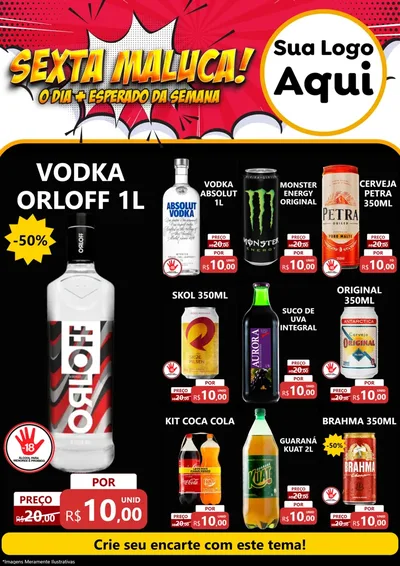 Modelo de Encarte para Encarte A4 Vertical com o tema Sexta Maluca! para Distribuidora de bebidas