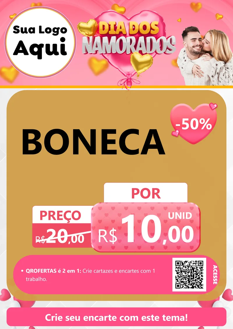 Modelo de Cartaz para Cartaz A4 Vertical com o tema Dia dos Namorados para Brinquedos