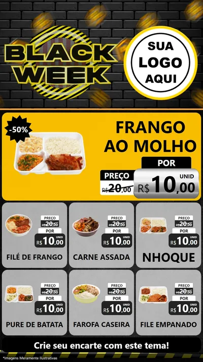 Modelo de Rede Social para Stories com o tema Black Week para Restaurante