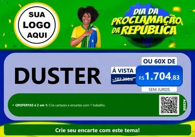 Modelo de Cartaz para Cartaz A4 Horizontal com o tema Dia Da Proclamação Da República para Concessionaria de Carros