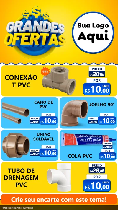 Modelo de TV para TV Vertical com o tema Grandes Ofertas para Tubos e conexões