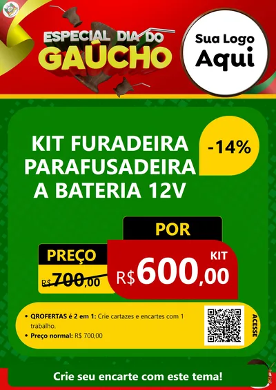 Modelo de Cartaz para Cartaz A4 Vertical com o tema Especial Dia do Gaúcho para Maquinas e Ferramentas