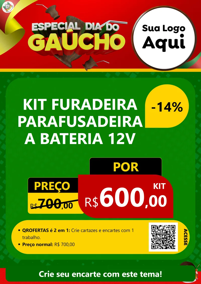 Modelo de Cartaz para Cartaz A4 Vertical com o tema Especial Dia do Gaúcho para Maquinas e Ferramentas
