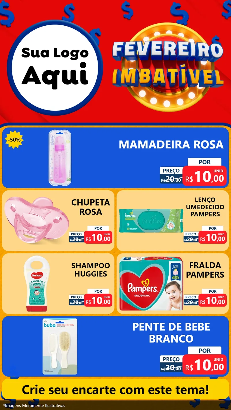 Modelo de TV para TV Vertical com o tema Fevereiro Imbatível para Bebês