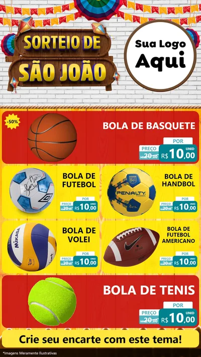 Modelo de TV para TV Vertical com o tema Sorteio de São João para Artigos Esportivos