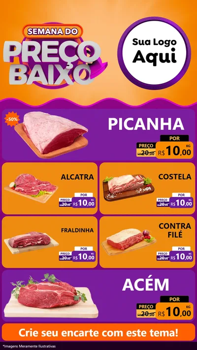 Modelo de TV para TV Vertical com o tema Semana do Preço Baixo para Açougue