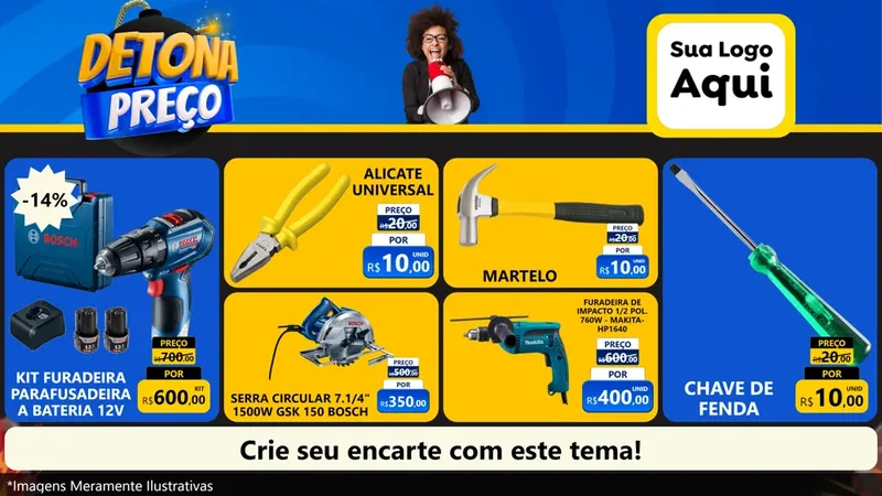 Modelo de TV para TV Horizontal com o tema Detona Preços para Maquinas e Ferramentas