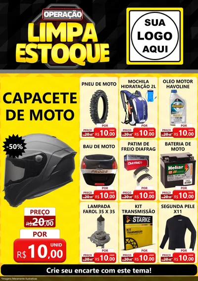 Modelo de Encarte para Encarte A4 Vertical com o tema Operação Limpa Estoque para Moto peças