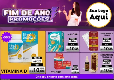 Modelo de Encarte para Encarte A4 Horizontal com o tema Fim de Ano Promoções para Farmácia