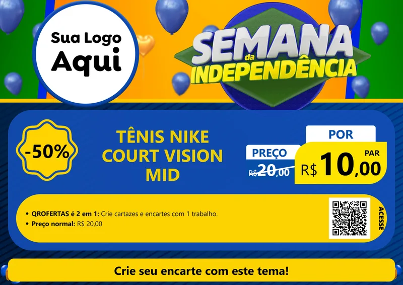 Modelo de Cartaz para Cartaz A4 Horizontal com o tema Semana da Independência para Calçados