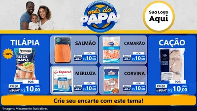 Modelo de TV para TV Horizontal com o tema Ofertas Imperdíveis Mês Do Papai para Peixaria