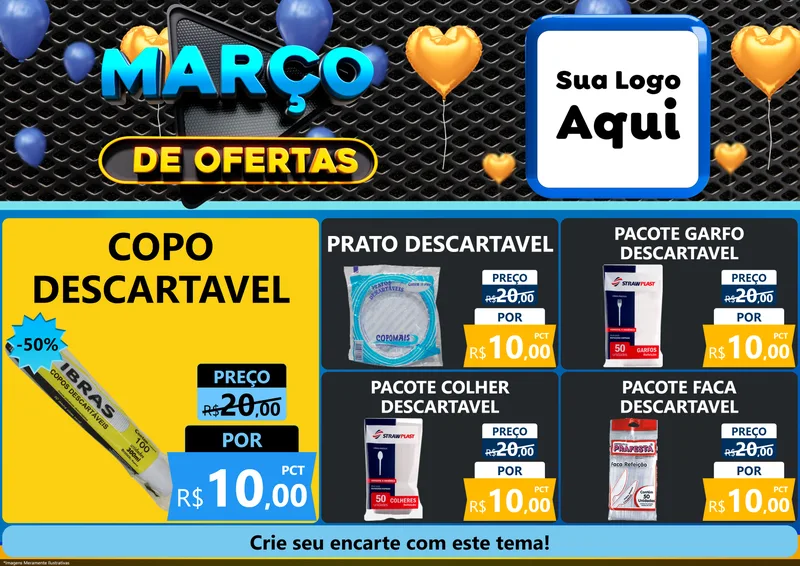 Modelo de Encarte para Encarte A4 Horizontal com o tema Março de Ofertas para Embalagens