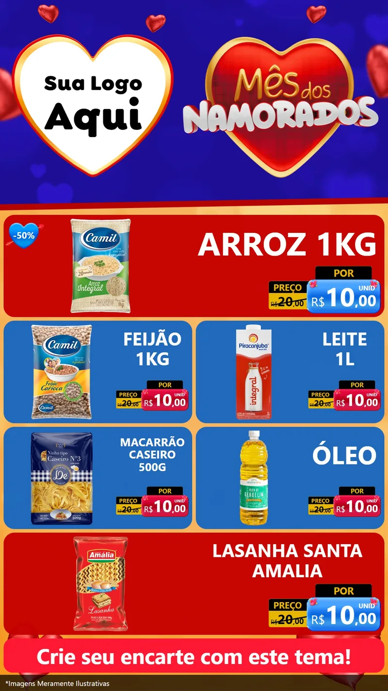 Modelo de TV para TV Vertical com o tema Mês dos Namorados para Supermercado
