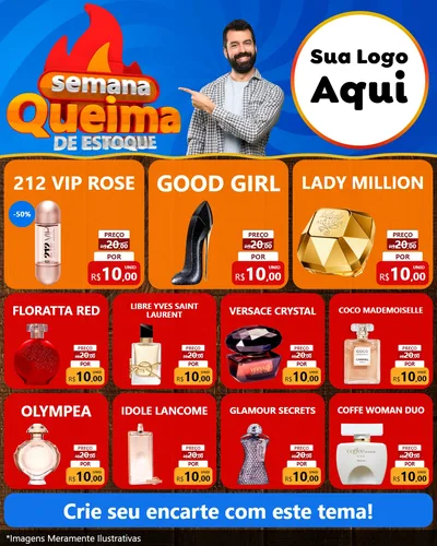 Modelo de Rede Social para Feed Instagram com o tema Semana Queima de Estoque para Perfumes