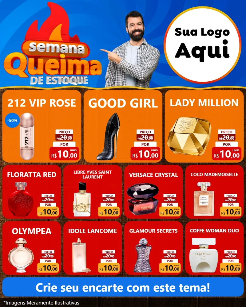 Modelo de Rede Social para Feed Instagram com o tema Semana Queima de Estoque para Perfumes