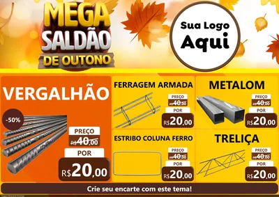 Modelo de Encarte para Encarte A4 Horizontal com o tema Mega Saldão de Outono para Ferragens