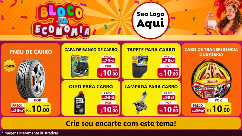 Modelo de TV para TV Horizontal com o tema Bloco da Economia para Auto peças