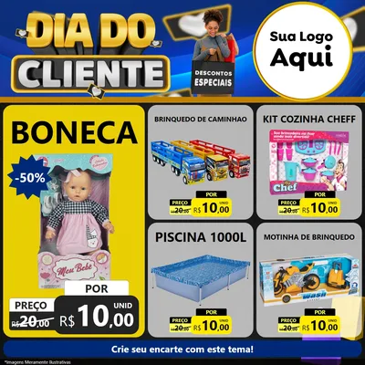 Modelo de Rede Social para Feed Facebook com o tema Dia Do Cliente para Brinquedos