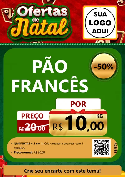 Modelo de Cartaz para Cartaz A4 Vertical com o tema Ofertas de Natal para Padaria