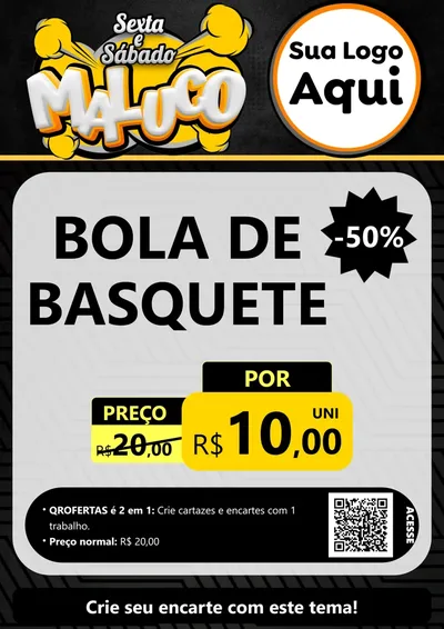 Modelo de Cartaz para Cartaz A4 Vertical com o tema Sexta e Sábado Maluco para Artigos Esportivos