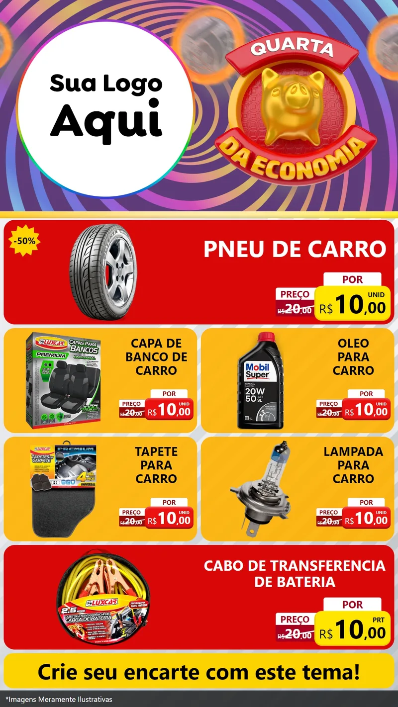 Modelo de TV para TV Vertical com o tema Quarta da Economia para Auto peças