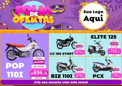 Modelo de Encarte para Encarte A4 Horizontal com o tema Folia de Ofertas para Concessionaria de Motos