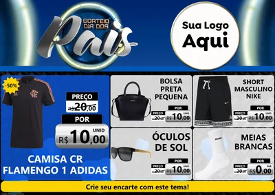 Modelo de Encarte para Encarte A4 Horizontal com o tema Sorteio Dia Dos Pais para Roupas e acessórios