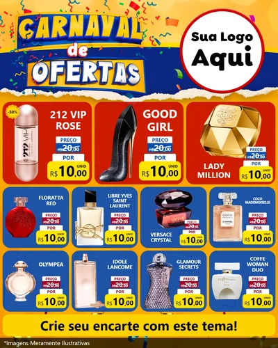 Modelo de Rede Social para Feed Instagram com o tema Carnaval de Ofertas para Perfumes