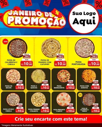 Modelo de Rede Social para Feed Instagram com o tema Janeiro de Promoção para Pizzaria