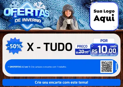 Modelo de Cartaz para Cartaz A4 Horizontal com o tema Ofertas de Inverno para Hamburgueria