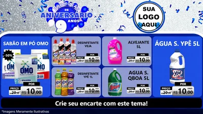 Modelo de TV para TV Horizontal com o tema Promoção de Aniversário - 9 Anos para Produtos de Limpeza