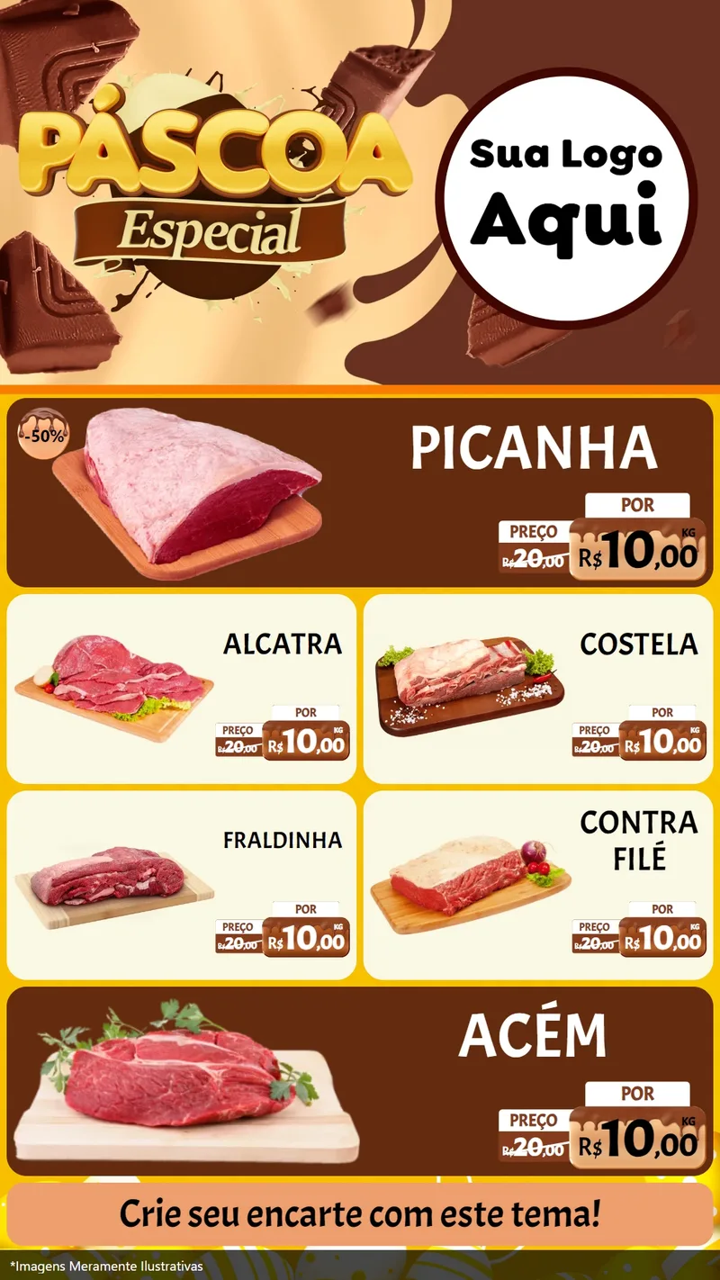 Modelo de TV para TV Vertical com o tema Páscoa Especial para Açougue