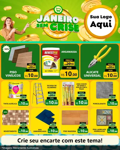 Modelo de Rede Social para Feed Instagram com o tema Janeiro Sem Crise para Material para Construção