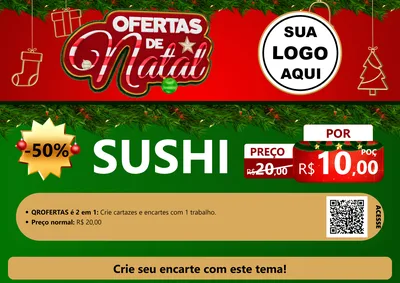 Modelo de Cartaz para Cartaz A4 Horizontal com o tema Ofertas de Natal para Comida japonesa