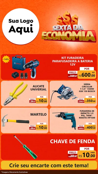 Modelo de TV para TV Vertical com o tema Sexta da Economia para Maquinas e Ferramentas