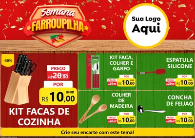 Modelo de Encarte para Encarte A4 Horizontal com o tema Semana Farroupilha para Utilidades Domésticas