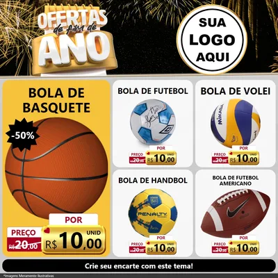 Modelo de Rede Social para Feed Facebook com o tema Ofertas de Fim de Ano para Artigos Esportivos