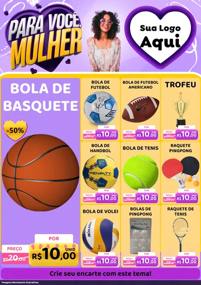 Modelo de Encarte para Encarte A4 Vertical com o tema Para Você, Mulher para Artigos Esportivos