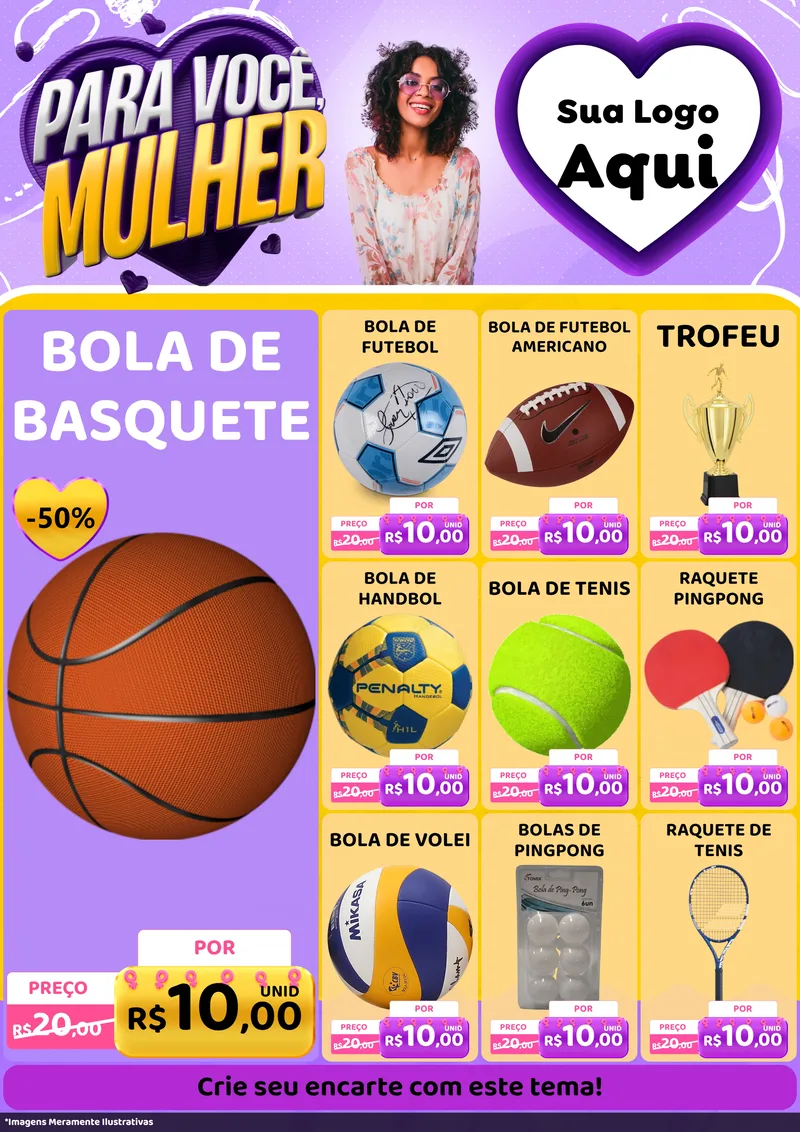 Modelo de Encarte para Encarte A4 Vertical com o tema Para Você, Mulher para Artigos Esportivos